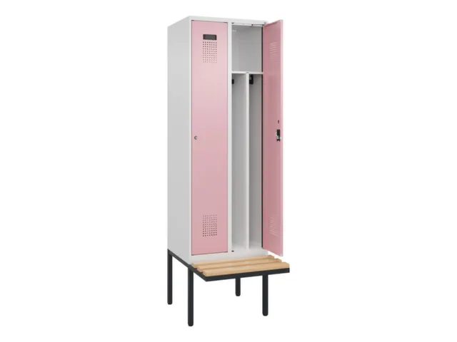 locker met bank,voor scheiding van kleding,HxBxD 2120x600x815mm,2vak