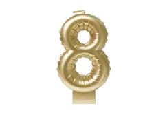 Verjaardagskaars cijfer 8 Folieballon Goud 10cm