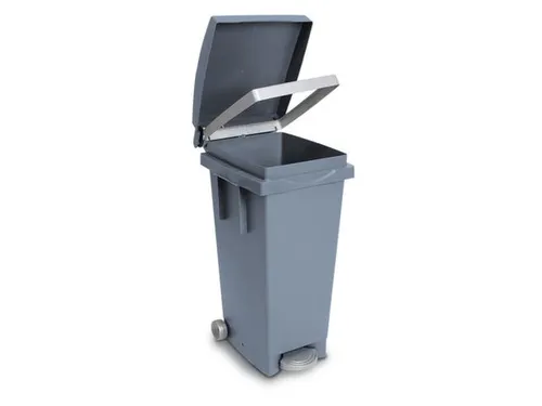 Pedaalemmers Kunststof 80 Liter 790x370x510mm Verrijdbaar Grijs