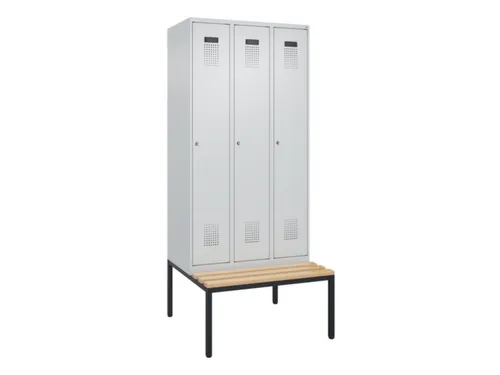 locker met bank,HxBxD 2120x900x815mm,3vak,vak B 300mm,cilinderslot
