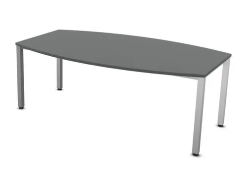 vergadertafel HxBxD 74x200x120cm vatvormig MS-donkergrijs 4voeten Alu