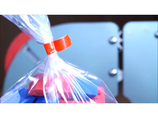 Zakkensluittape Raadhuis 9mm x 66m PVC rood krimp a 16 rol