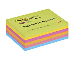 Memoblok 3M Post-it 8645 Super Sticky 203x153mm assorti Big Notes
