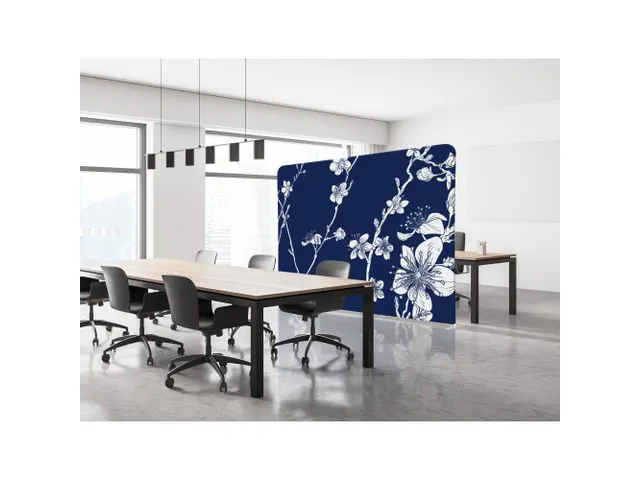 Cloison de séparation Textile 150x150cm Fleurs japonaises bleu
