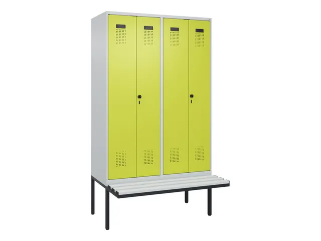 locker met bank,voor scheiding van kleding,HxBxD 2120x1200x815mm,4vak
