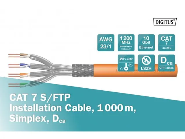 Câble d'installation CAT 7 S/FTP 1000m Simplex DCA-S1A D0 A1 AWG 23/1