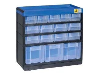 magazijnkast HxBxD 285x300x135mm 16laden behuizing zwart/blauw - 2