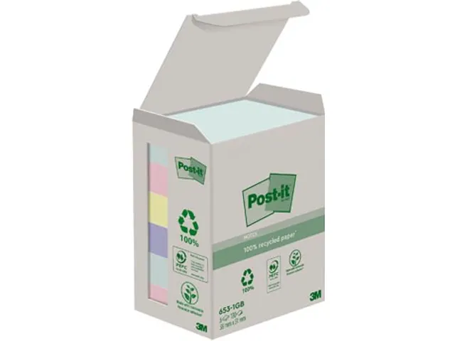 Post-it recycled notes Nature 38x51mm Assorti