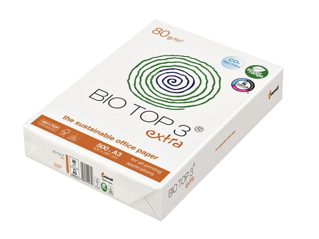 Kopieerpapier BioTop 3 A3 80 Gram naturel 500vel | A3PapierOnline.nl