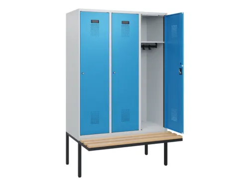 locker met bank,HxBxD 1950x1200x815mm,3vak,vak B 400mm,cilinderslot