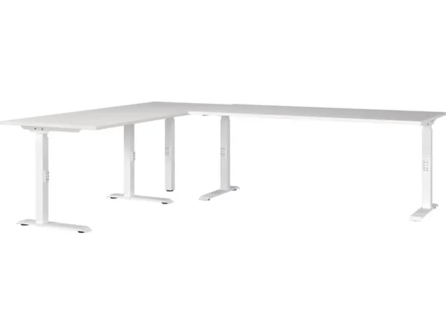 hoekbureau,in h. verstelb.,HxBxD 710-910x2600x2000mm,blad wit