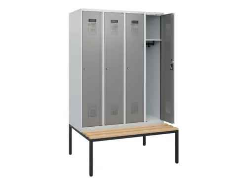 locker met bank,HxBxD 1950x1200x815mm,4vak,vak B 300mm,cilinderslot