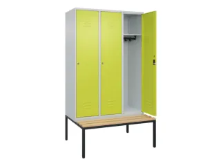 locker met bank,HxBxD 2120x1200x815mm,3vak,vak B 400mm,cil.-slot - 2