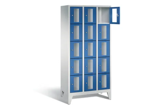 Lockerkast 1850x900x500mm 3x5 vakken Cilinderslot Poten, RAL5010