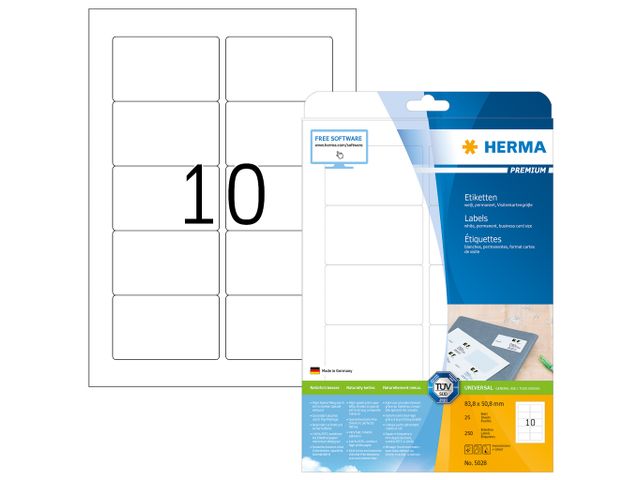 Herma Premium etiketten 5028 A4 83.8x50.8 mm wit | HermaLabels.be