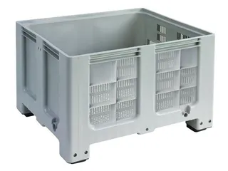 Stapelcontainer Pe 760x1200x1000mm 610 liter Gesleufd 4 Poten Grijs - 1