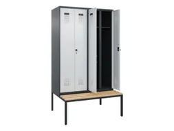 locker met bank,voor scheiding van kleding,HxBxD 2120x1200x815mm,4vak