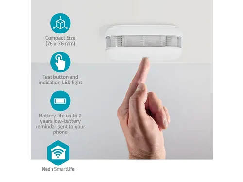 Rookmelder Nedis Smartlife Wifi 10 jaar sensor wit