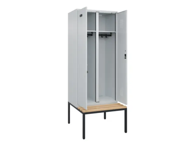 locker met bank,voor scheiding van kleding,HxBxD 2120x800x815mm,2vak