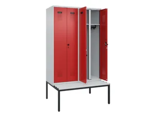locker met bank,voor scheiding van kleding,HxBxD 2120x1200x815mm,4vak - 1