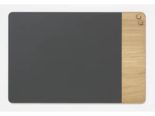 Glasmagneetbord Naga 60x80cm grijs/eiken afgeronde hoeken
