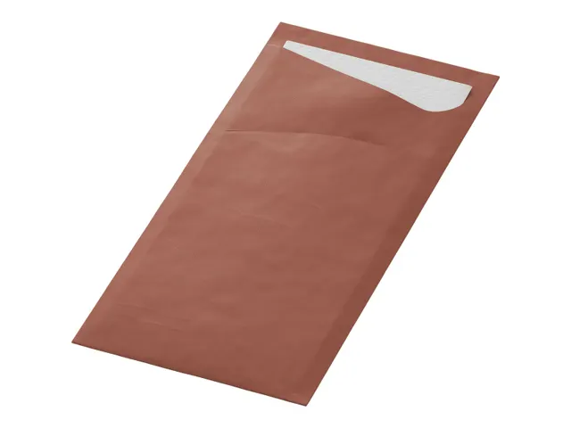 Pochette couvert 85x19cm Café et serviette crème Boîte 5x 100 pièc