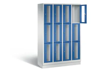 Lockerkast 1800x1190x500mm 4x3 vakken Cilinderslot, Sokkel, RAL5010 - 1