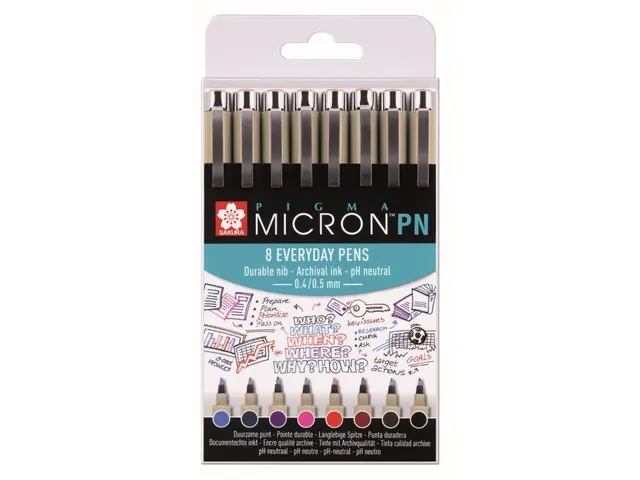 Fineliner Sakura pigma micron 0.4mm blister à 8 stuks assorti