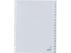 Tabbladen Kangaro A4 23-Gaats G420CM 1-20 Genummerd Grijs Pp