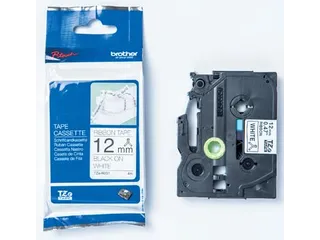 TZe stoffen lint voor P-Touch 12 mm zwart op wit - 2