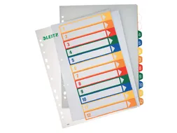 Tabblad Leitz WOW A4+ 11-gaats 1-12 PP assorti