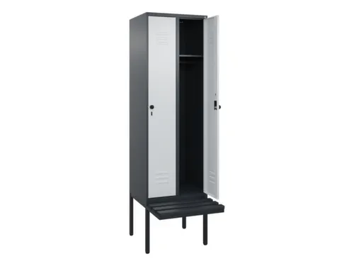 locker met bank,HxBxD 2120x600x815mm,2vak,vak B 300mm,draaigrendel