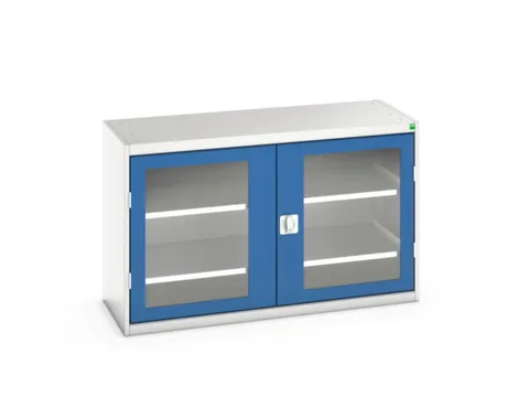 vitrinekast 800x1300x550mm 2xStalen bodem romp RAL7035 front RAL5010