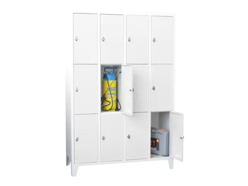lockerkast,HxBxD 1850x1200x500mm,4x3vakken,RAL7035,front RAL7035