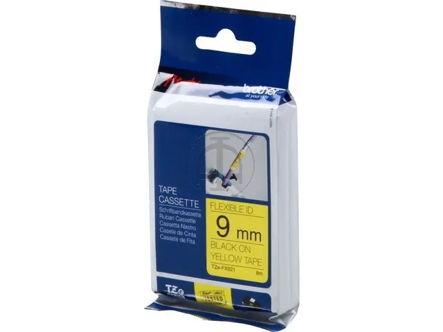 Lettertape Brother P-Touch Tze-Fx621 9Mm Zwart Op Geel