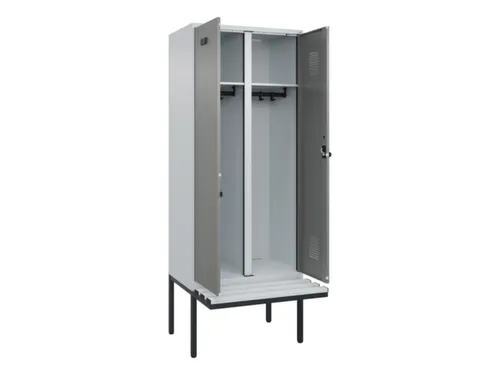 locker met bank,voor scheiding van kleding,HxBxD 2120x800x815mm,2vak
