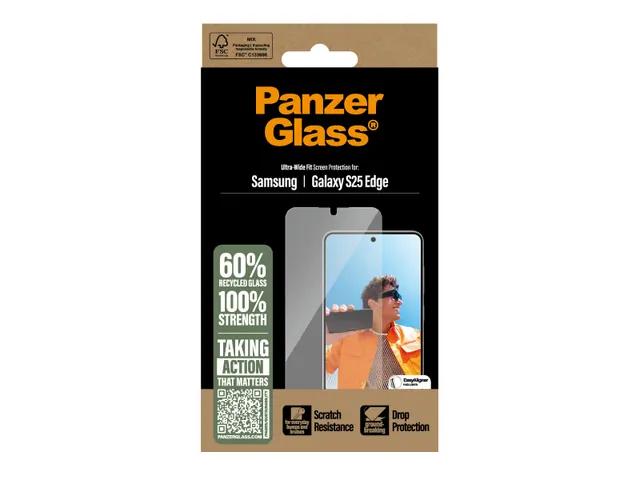 PanzerGlass Screen Protector Samsung S25 Edge | Ultra-Wide Fit, Sam