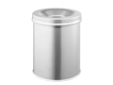 Vlamdovende Papierbak Safe Round 15 Liter Metaal Zilver