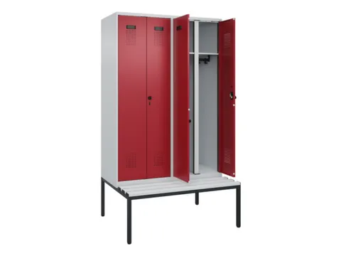locker met bank,voor scheiding van kleding,HxBxD 2120x1200x815mm,4vak