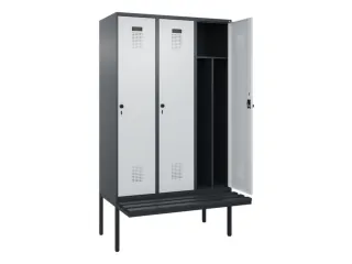 locker met bank,voor scheiding van kleding,HxBxD 2120x1200x815mm,3vak - 1
