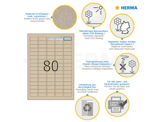 HERMA 10751 Silphie-papier Etiketten A4 35,6x16,9mm bruin 1600 stuks - 9