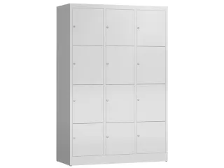 Lockerkast 1800x1185x500mm 3x4 vakken cilinderslot, sokkel, RAL7035 - 1