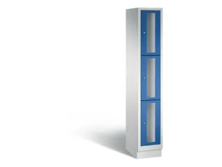 Lockerkast 1800x320x500mm 1x3 vakken Cilinderslot, Sokkel, RAL5010 - 2