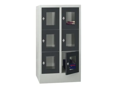 lockerkast,HxBxD 1187x600x500mm,2x3vakken,RAL7035,front RAL7016