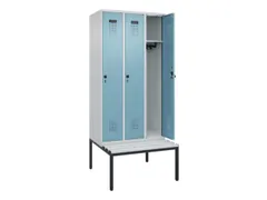 locker met bank,HxBxD 2120x900x815mm,3vak,vak B 300mm,draaigrendel