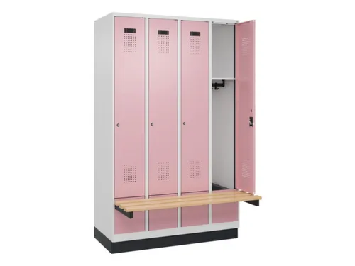 locker met bank,HxBxD 1950x1200x815mm,4vak,vak B 300mm,cilinderslot