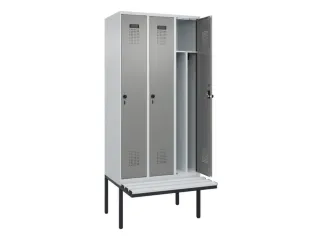 locker met bank,voor scheiding van kleding,HxBxD 2120x900x815mm,3vak - 1