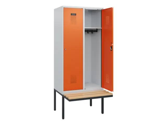 locker met bank,HxBxD 1950x800x815mm,2vak,vak B 400mm,cilinderslot