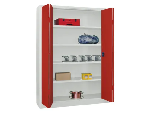 Vouwdeurkast 1950x1500x600mm 4legborden Verzinkt Ral7035 Front Ral3000