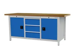 établi HxlxP 860x2000x750mm piètement RAL6011 faces avant RAL5013